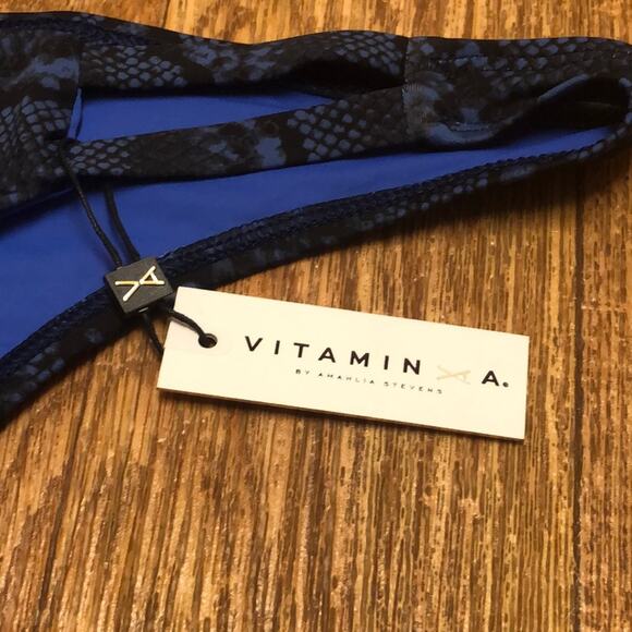 Vitamin A California Neutra Hipster Bikini Bottom in Blue Snakeskin Size 12 - Picture 7 of 8